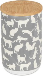 Bone Dry Ceramic Meow Cat Treat Canister, Gray