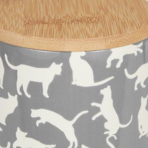Bone Dry Ceramic Meow Cat Treat Canister, Gray