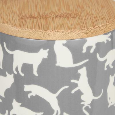 Show full view: Bone Dry Ceramic Meow Cat Treat Canister, Gray slide 2 of 8