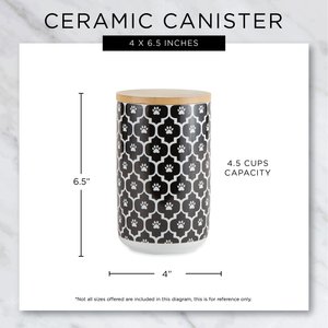 Bone Dry Ceramic Meow Cat Treat Canister, Gray