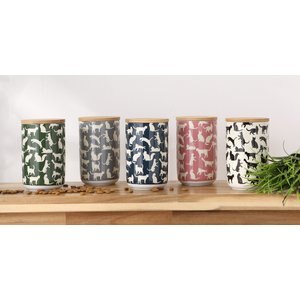 Bone Dry Ceramic Meow Cat Treat Canister, Gray