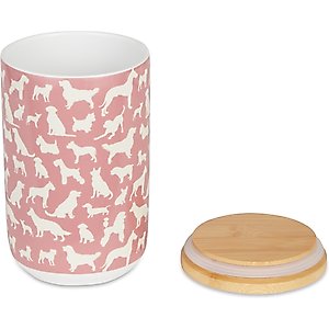 Bone Dry Ceramic Show Dog Treat Canister, Rose