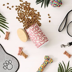 Bone Dry Ceramic Show Dog Treat Canister, Rose