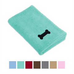 Bone Dry Embroidered Bone Microfiber Dog Bath Towel, Aqua