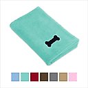 Bone Dry Embroidered Bone Microfiber Dog Bath Towel, Aqua
