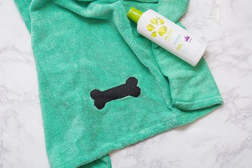 Show full view: Bone Dry Embroidered Bone Microfiber Dog Bath Towel, Aqua slide 2 of 7