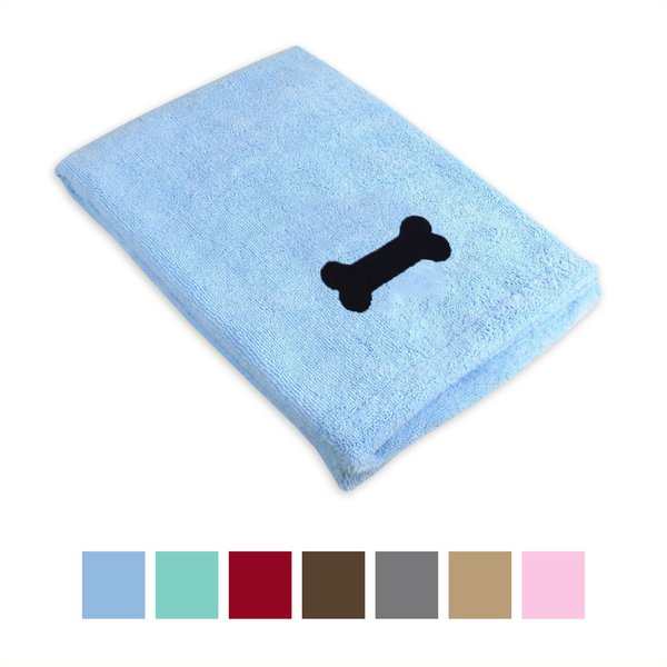 Show full view: Bone Dry Embroidered Bone Microfiber Dog Bath Towel, Blue slide 1 of 6