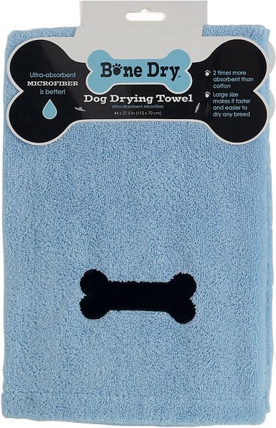 Show full view: Bone Dry Embroidered Bone Microfiber Dog Bath Towel, Blue slide 2 of 6