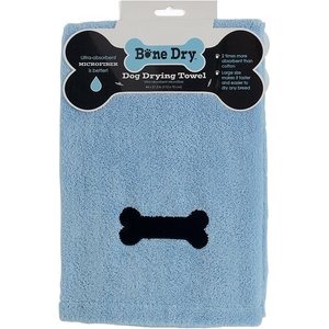 Bone Dry Embroidered Bone Microfiber Dog Bath Towel, Blue