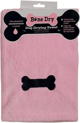 Show full view: Bone Dry Embroidered Bone Microfiber Dog Bath Towel, Pink slide 2 of 6