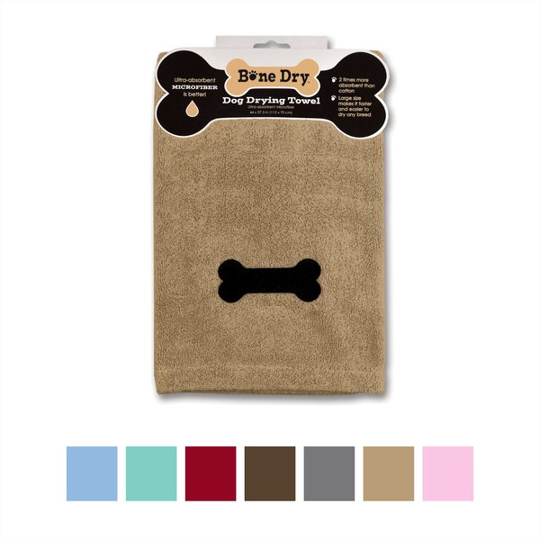 Show full view: Bone Dry Embroidered Bone Microfiber Dog Bath Towel, Taupe slide 1 of 5