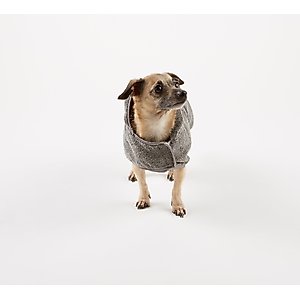 Bone Dry Embroidered Paw Dog & Cat Robe, Gray, X-Small