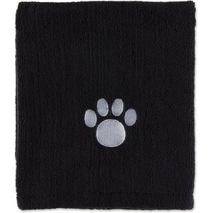 Bone Dry Embroidered Paw Dog & Cat Towel, Black