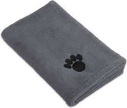 Bone Dry Embroidered Paw Dog & Cat Towel, Gray