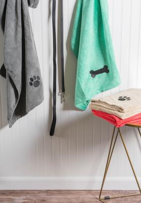 Show full view: Bone Dry Embroidered Paw Dog & Cat Towel, Gray slide 6 of 6