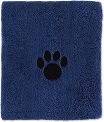 Bone Dry Embroidered Paw Dog & Cat Towel, Navy