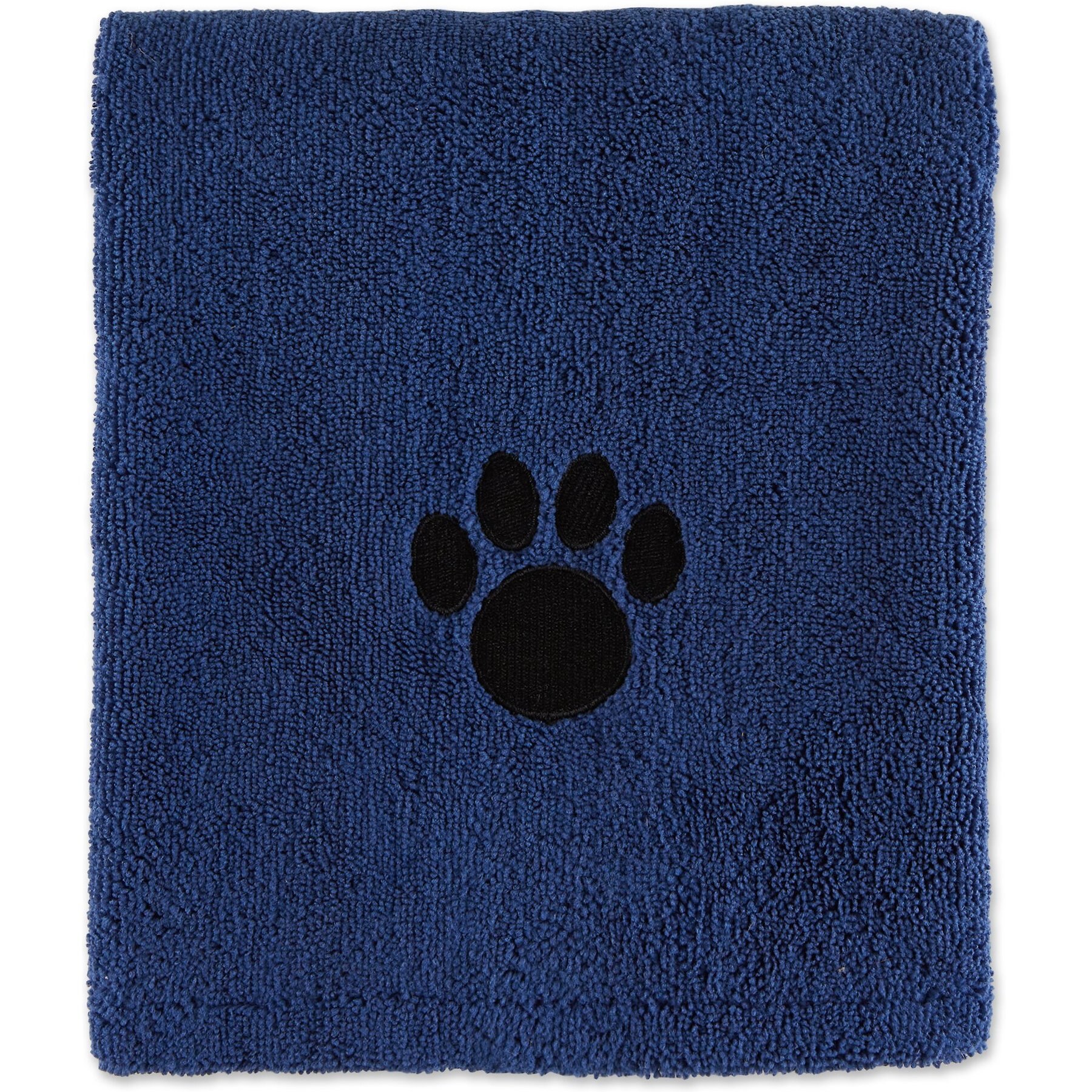 Bone Dry Embroidered Paw Dog & Cat Towel, Navy