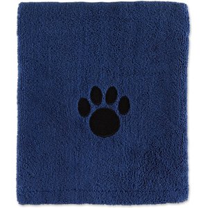 Bone Dry Embroidered Paw Dog & Cat Towel, Navy