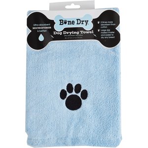 Bone Dry Embroidered Paw Print Microfiber Bath Towel, Blue