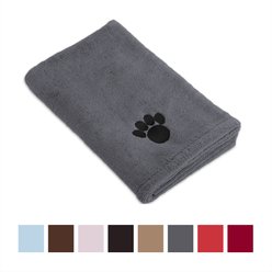 Bone Dry Embroidered Paw Print Microfiber Bath Towel, Gray