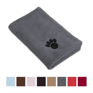 Bone Dry Embroidered Paw Print Microfiber Bath Towel, Gray
