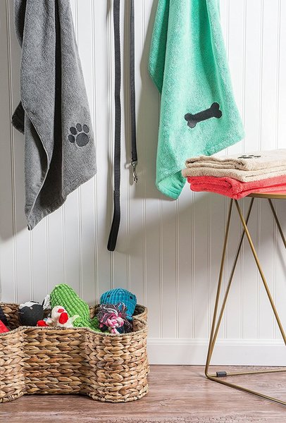 Show full view: Bone Dry Embroidered Paw Print Microfiber Bath Towel, Gray slide 4 of 6