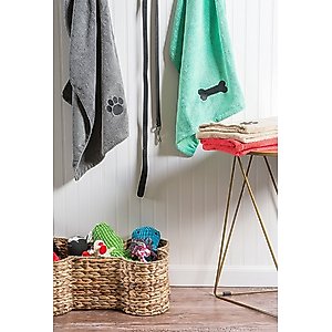 Bone Dry Embroidered Paw Print Microfiber Bath Towel, Gray