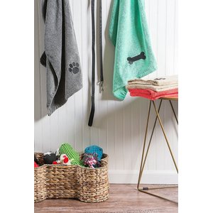 Bone Dry Embroidered Paw Print Microfiber Bath Towel, Taupe