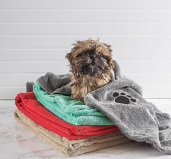 Show full view: Bone Dry Embroidered Paw Print Microfiber Bath Towel, Taupe slide 4 of 6