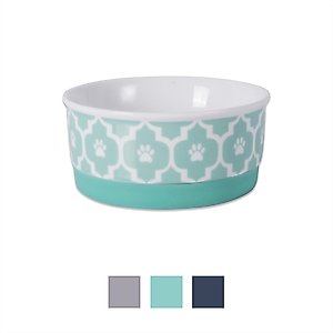 Bone Dry Lattice Non-Skid Ceramic Dog & Cat Bowl, 0.75-cup, Aqua