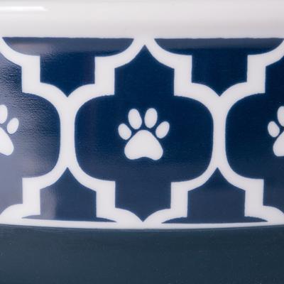 Show full view: Bone Dry Lattice Non-Skid Ceramic Dog & Cat Bowl, 0.75-cup, Nautical Blue slide 4 of 11