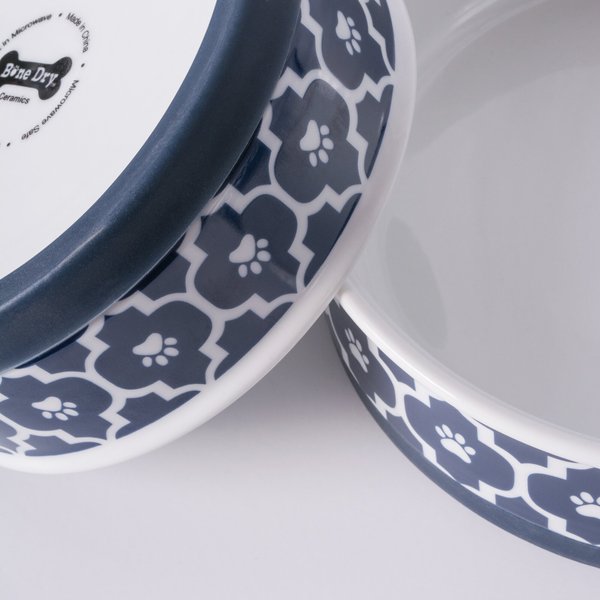 Show full view: Bone Dry Lattice Non-Skid Ceramic Dog & Cat Bowl, 1.5-cup, Nautical Blue slide 9 of 11