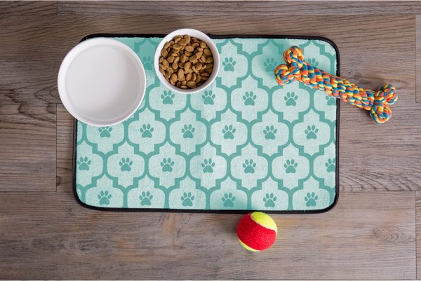 Bone Dry Lattice Paw Print Dog & Cat Food Mat