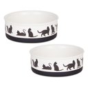 Bone Dry Meow Set Cat Bowl, Black & White, Medium