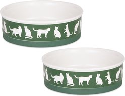Bone Dry Meow Set Cat Bowl, Hunter Green, Large