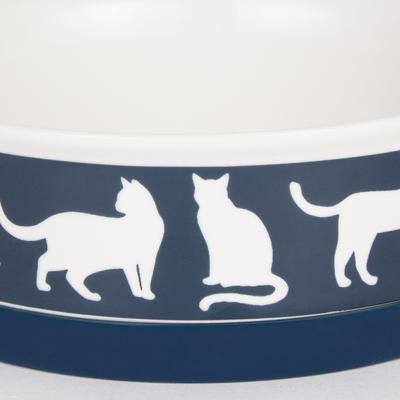 Show full view: Bone Dry Meow Set Cat Bowl, Navy, Small slide 3 of 10