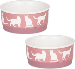Bone Dry Meow Set Cat Bowl, Rose, Small