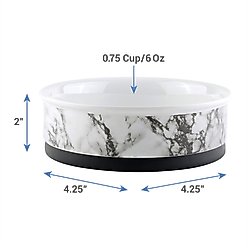 Bone Dry Non-Skid White Marble Ceramic Dog & Cat Bowl Set, 0.75-cup, 2 count slide 2 of 8