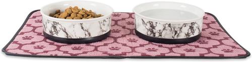 Show full view: Bone Dry Non-Skid White Marble Ceramic Dog & Cat Bowl Set, 0.75-cup, 2 count slide 3 of 9
