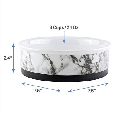 Show full view: Bone Dry Non-Skid White Marble Ceramic Dog & Cat Bowl Set, 3-cup, 2 count slide 3 of 11