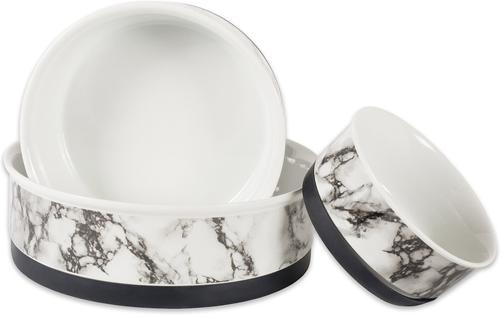Show full view: Bone Dry Non-Skid White Marble Ceramic Dog & Cat Bowl Set, 3-cup, 2 count slide 7 of 11