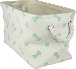 Bone Dry Paw & Bone Print Rectangle Dog Storage Bin, Mint