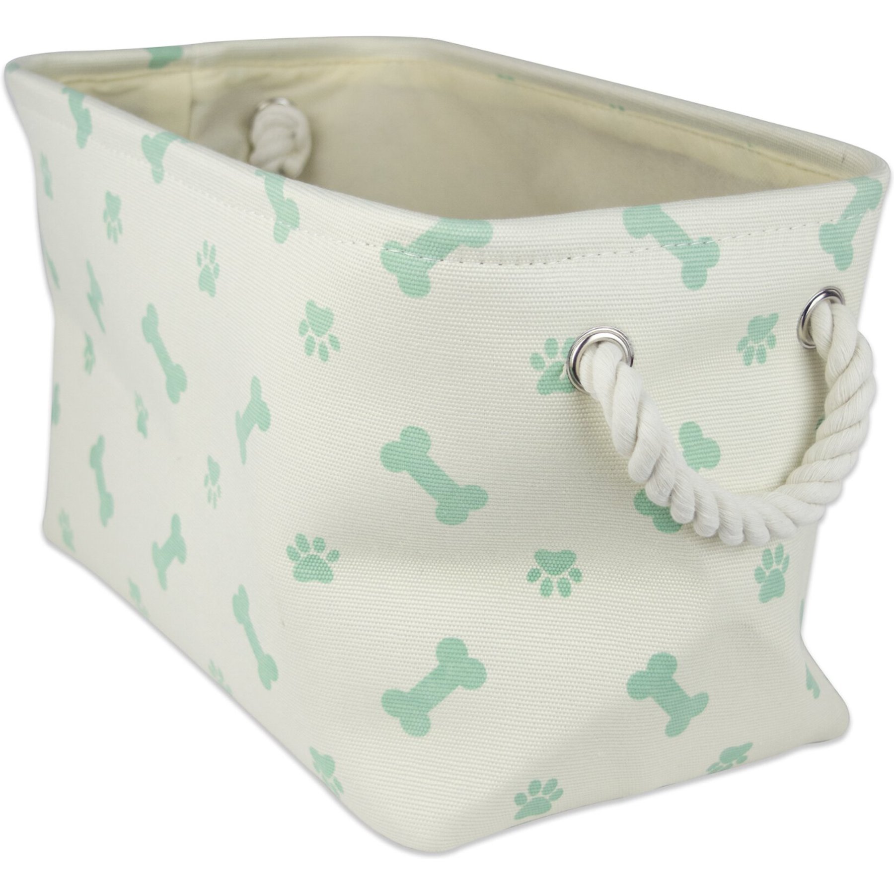 Bone Dry Paw & Bone Print Rectangle Dog Storage Bin, Mint
