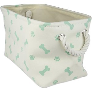 Bone Dry Paw & Bone Print Rectangle Dog Storage Bin, Mint