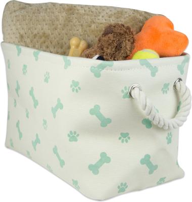 Show full view: Bone Dry Paw & Bone Print Rectangle Dog Storage Bin, Mint slide 2 of 5