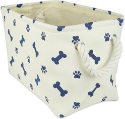Bone Dry Paw & Bone Print Rectangle Dog Storage Bin, Nautical Blue