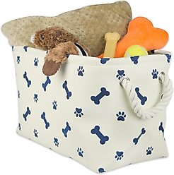 Bone Dry Paw & Bone Print Rectangle Dog Storage Bin, Nautical Blue slide 2 of 4