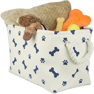 Show full view: Bone Dry Paw & Bone Print Rectangle Dog Storage Bin, Nautical Blue slide 2 of 5