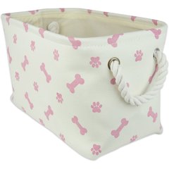 Bone Dry Paw & Bone Print Rectangle Dog Storage Bin, Rose