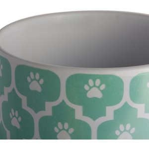 Bone Dry Paw Lattice Print Ceramic Dog & Cat Treat Canister, Aqua
